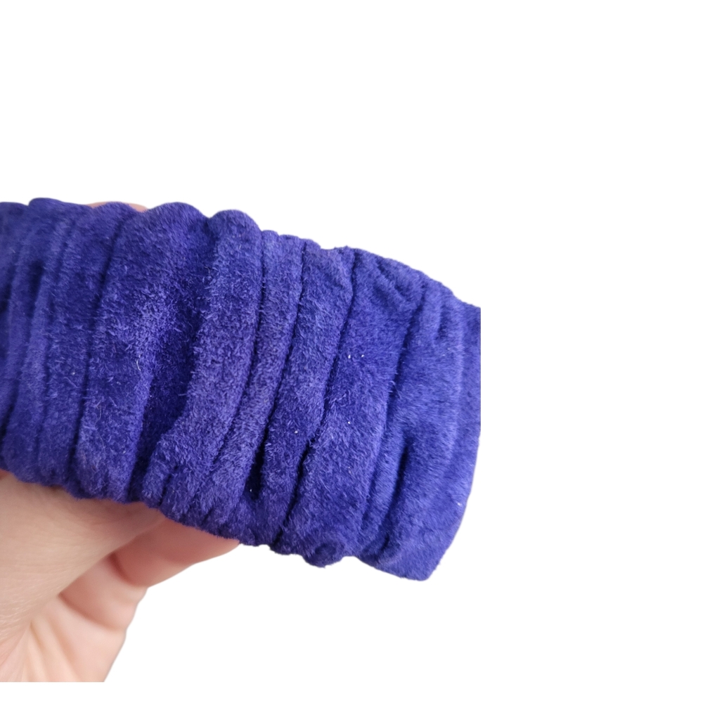 VINTAGE 80S BARRETTE SCRUNCH BLUE COBALT THICK SILVER